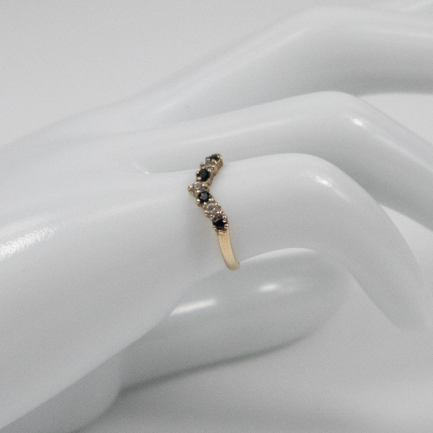 Second-Hand 9ct Yellow Gold Sapphire and Diamond Chevron Ring