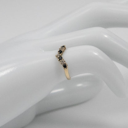 Second-Hand 9ct Yellow Gold Sapphire and Diamond Chevron Ring