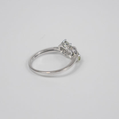 Second-Hand 9ct White Gold Peridot and Diamond Bypass Ring