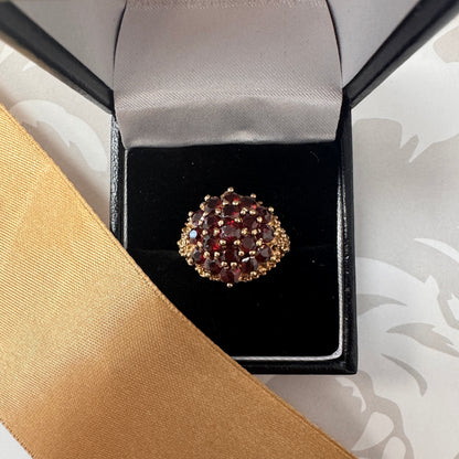 9ct Gold Garnet Cluster Cocktail Ring