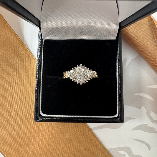 9ct Gold Diamond Illusion Cluster Ring