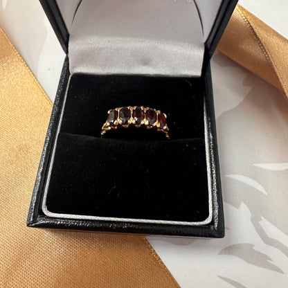 9ct Gold Vintage Five Stone Garnet Ring