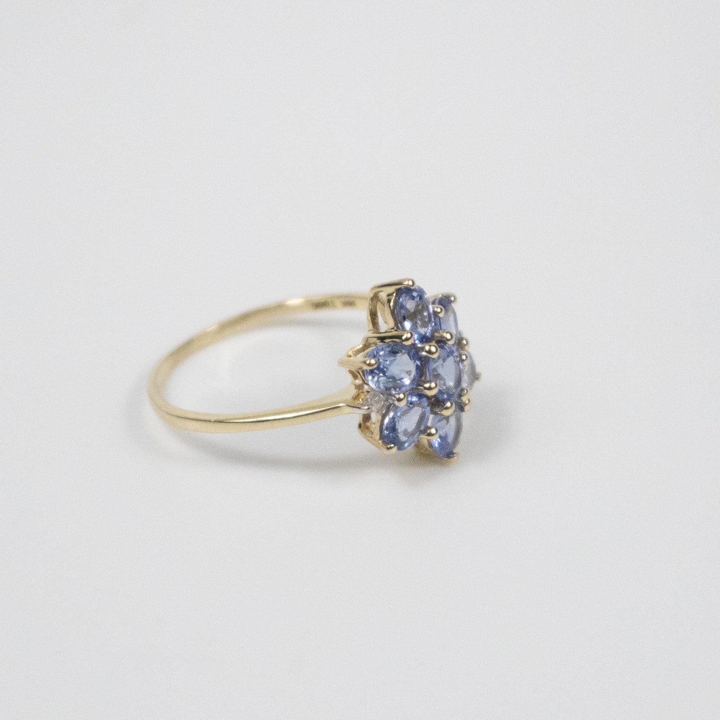 Second-Hand 9ct Yellow Gold Blue Topaz Cluster Flower Ring