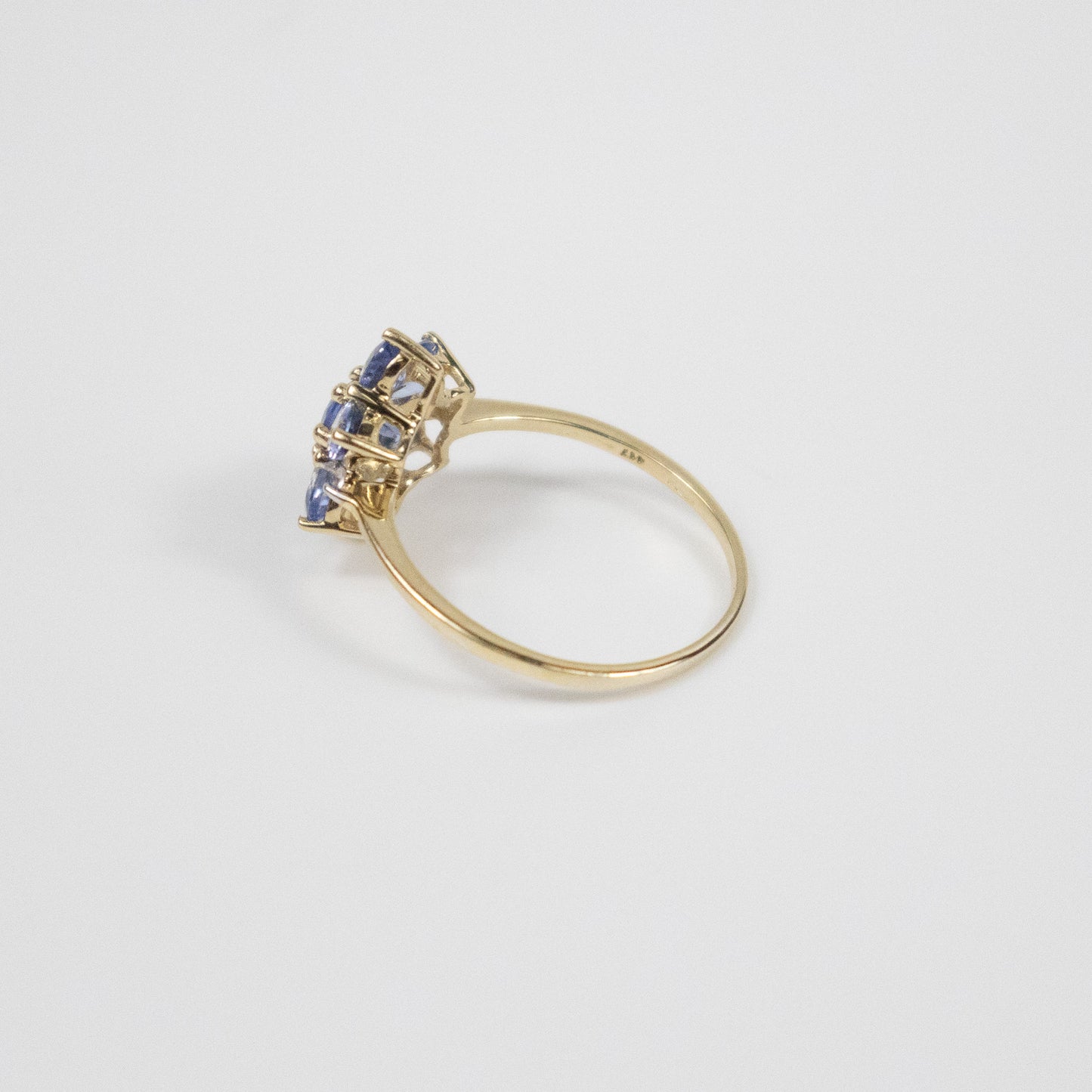 Second-Hand 9ct Yellow Gold Blue Topaz Cluster Flower Ring