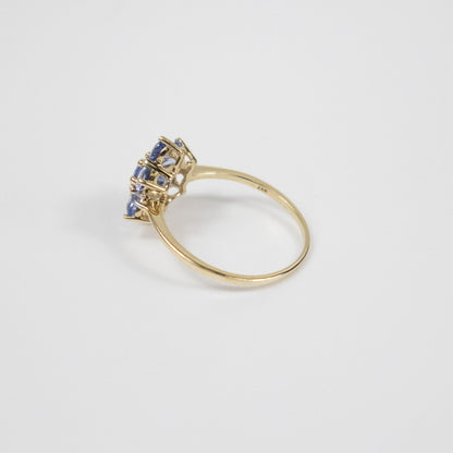 Second-Hand 9ct Yellow Gold Blue Topaz Cluster Flower Ring
