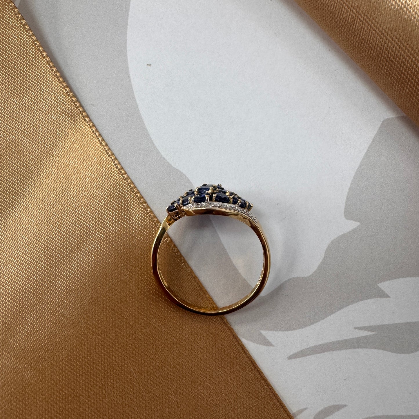 9ct Gold Sapphire & Diamond Cluster Ring