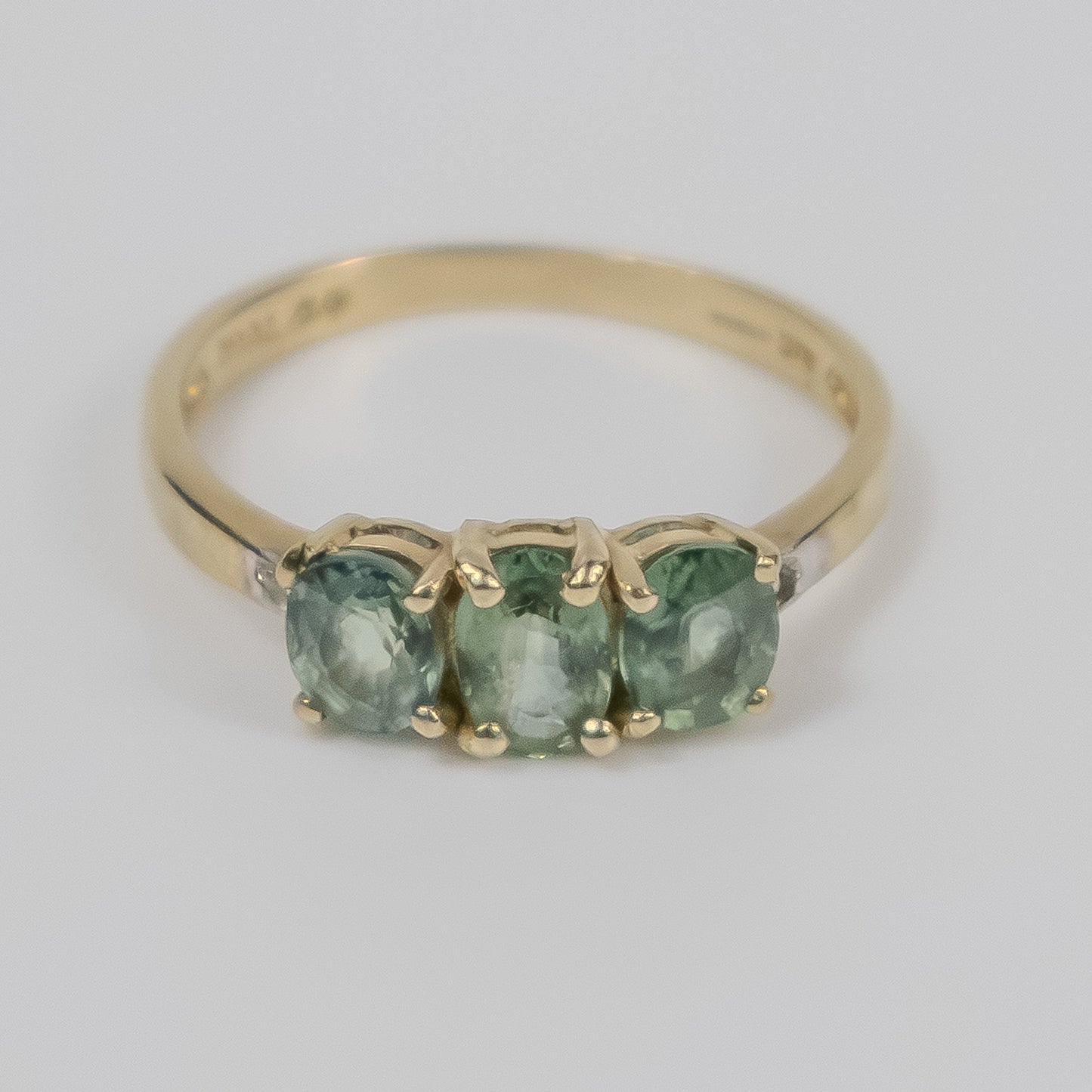 Second-Hand 9ct Gold Green Tourmaline and Diamond Ring