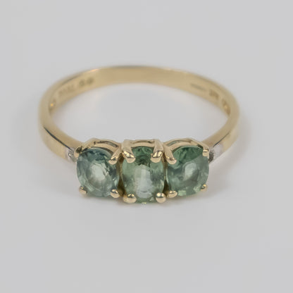 Second-Hand 9ct Gold Green Tourmaline and Diamond Ring