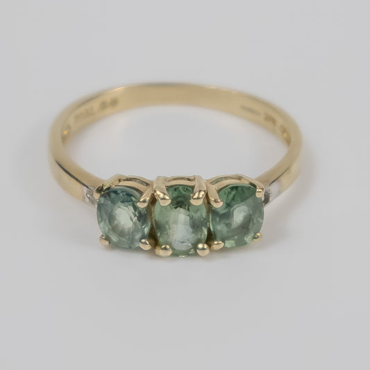 Second-Hand 9ct Gold Green Tourmaline and Diamond Ring