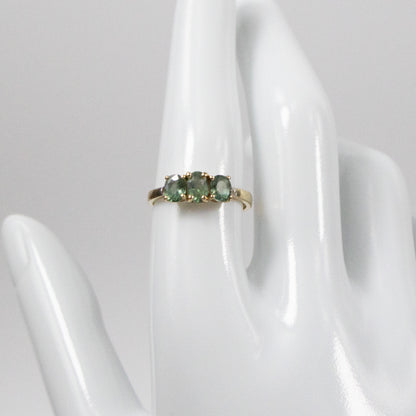 Second-Hand 9ct Gold Green Tourmaline and Diamond Ring