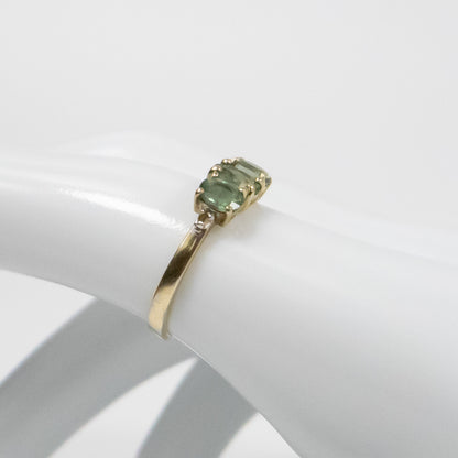 Second-Hand 9ct Gold Green Tourmaline and Diamond Ring