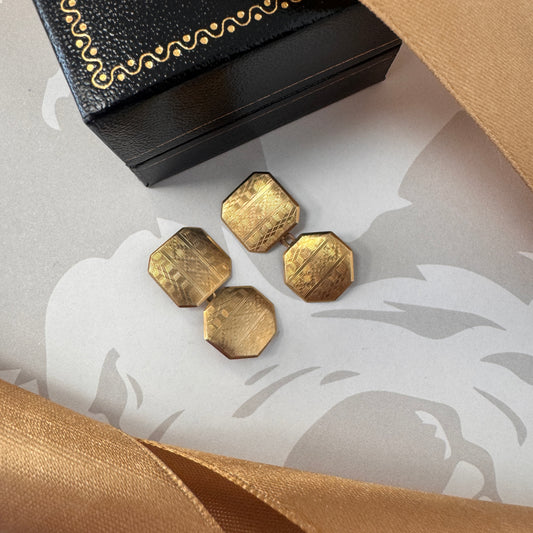 9ct Gold Vintage Patterned Gold Cufflinks