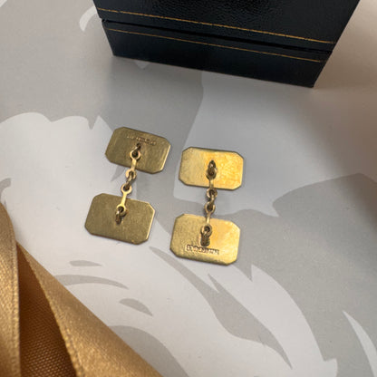 9ct Gold Vintage Textured Chain Link Cufflinks