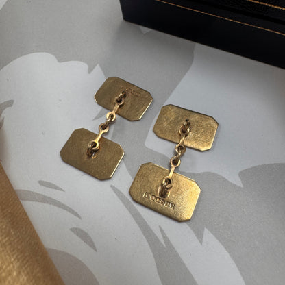 9ct Gold Vintage Textured Chain Link Cufflinks