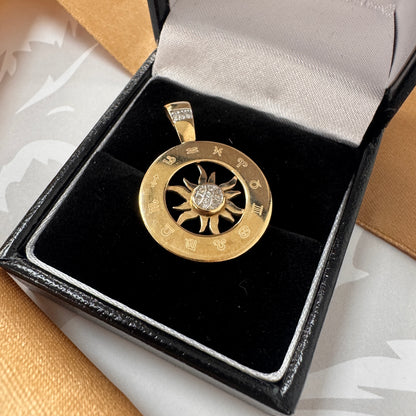 9ct Gold Diamond Zodiac Sun Pendant