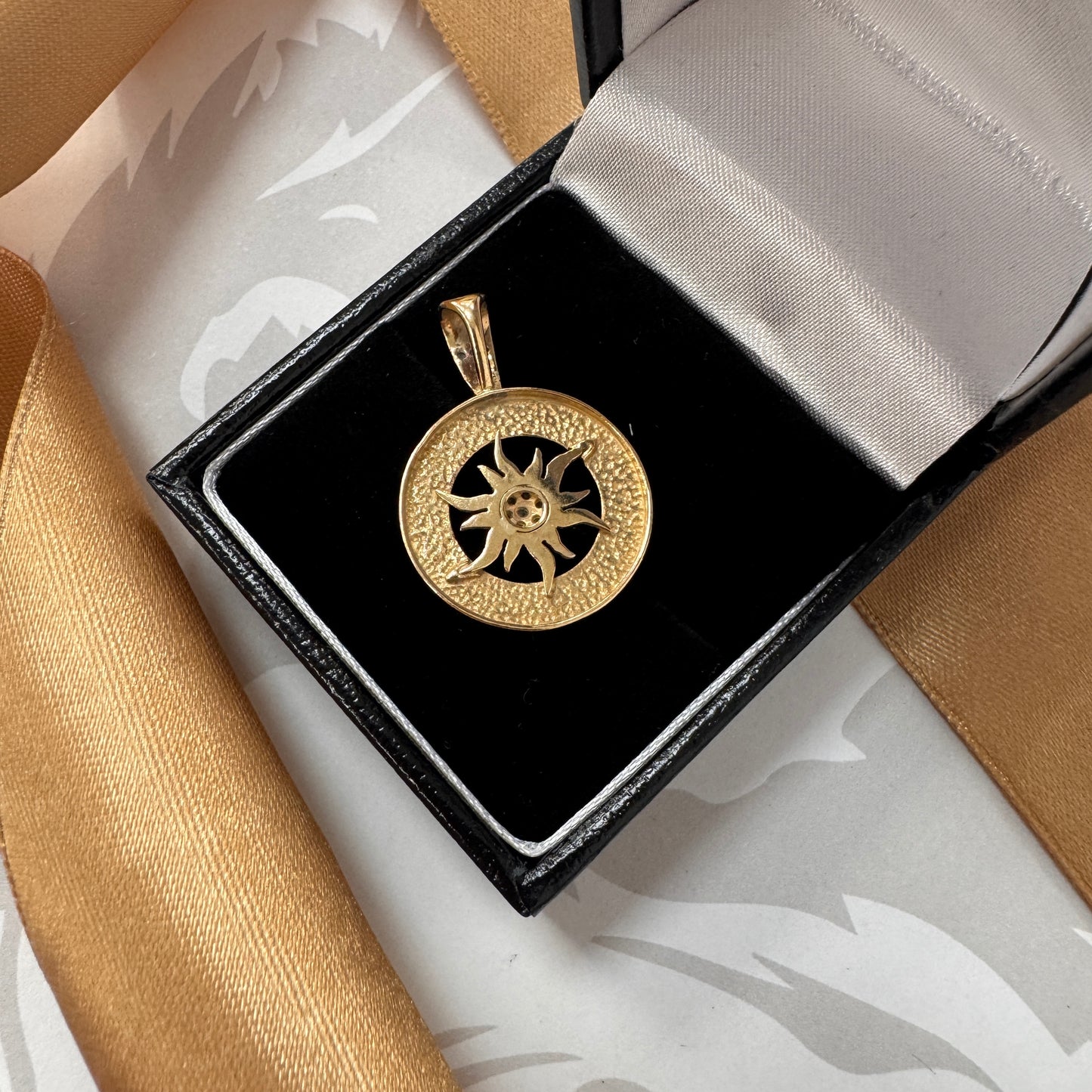 9ct Gold Diamond Zodiac Sun Pendant