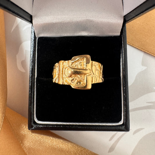 9ct Gold Vintage Buckle Ring