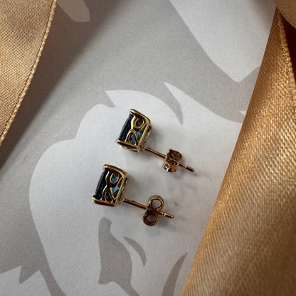9ct Gold Princess Cut Topaz Stud Earrings