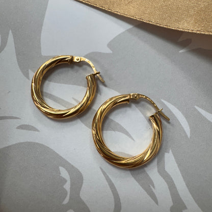9ct Gold Twisted Hoop Earrings