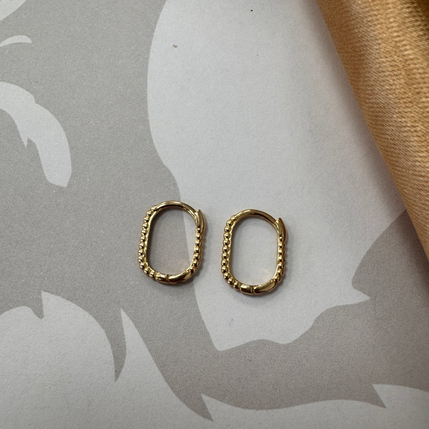 9ct Gold Oval Bubble Hoop Earrings