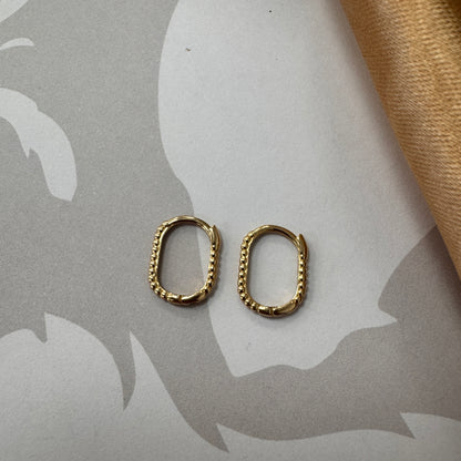 9ct Gold Oval Bubble Hoop Earrings
