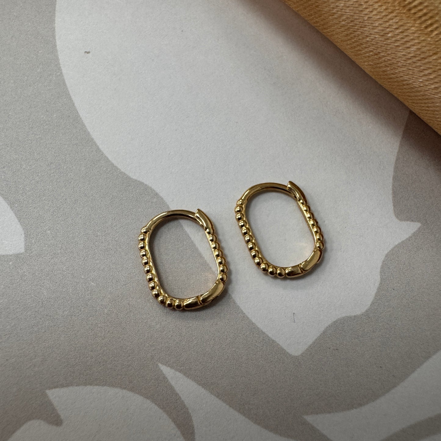 9ct Gold Oval Bubble Hoop Earrings