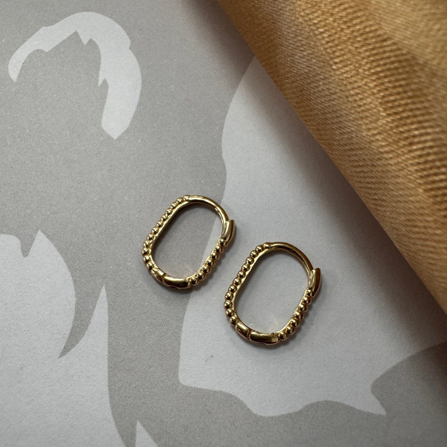 9ct Gold Oval Bubble Hoop Earrings