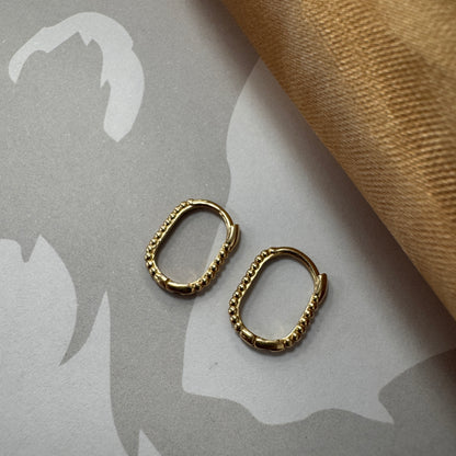 9ct Gold Oval Bubble Hoop Earrings