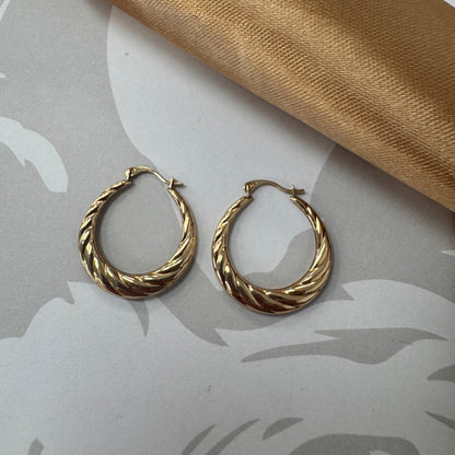 9ct Gold Twisted Hoop Earrings