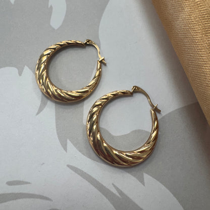 9ct Gold Twisted Hoop Earrings