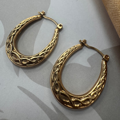 9ct Gold Textured Hoop Earrings