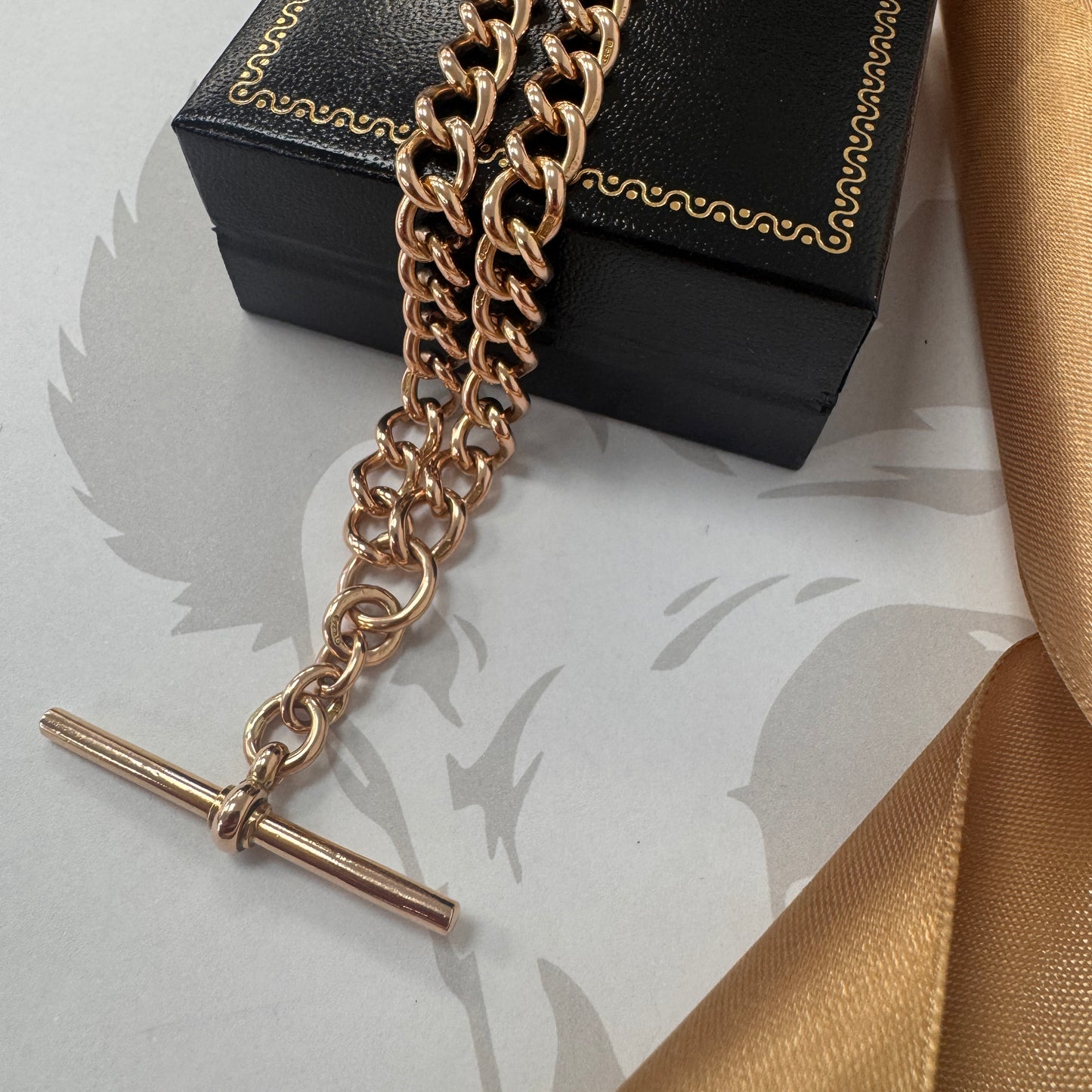 9ct Rose Gold Albert Chain 18 Inch T-Bar Necklace