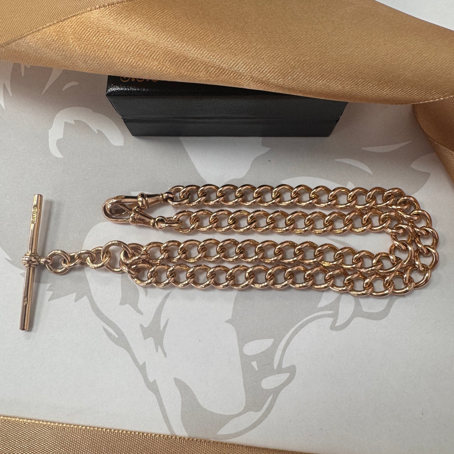 9ct Rose Gold Albert Chain 18 Inch T-Bar Necklace