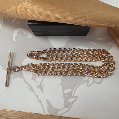 9ct Rose Gold Albert Chain 18 Inch T-Bar Necklace