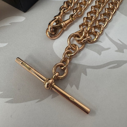 9ct Rose Gold Albert Chain 18 Inch T-Bar Necklace