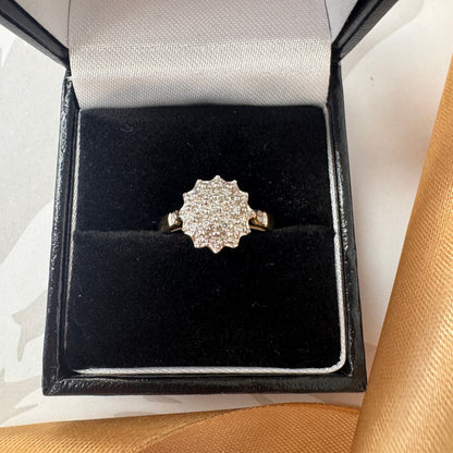 9ct Two Tone Gold Diamond Cluster Ring