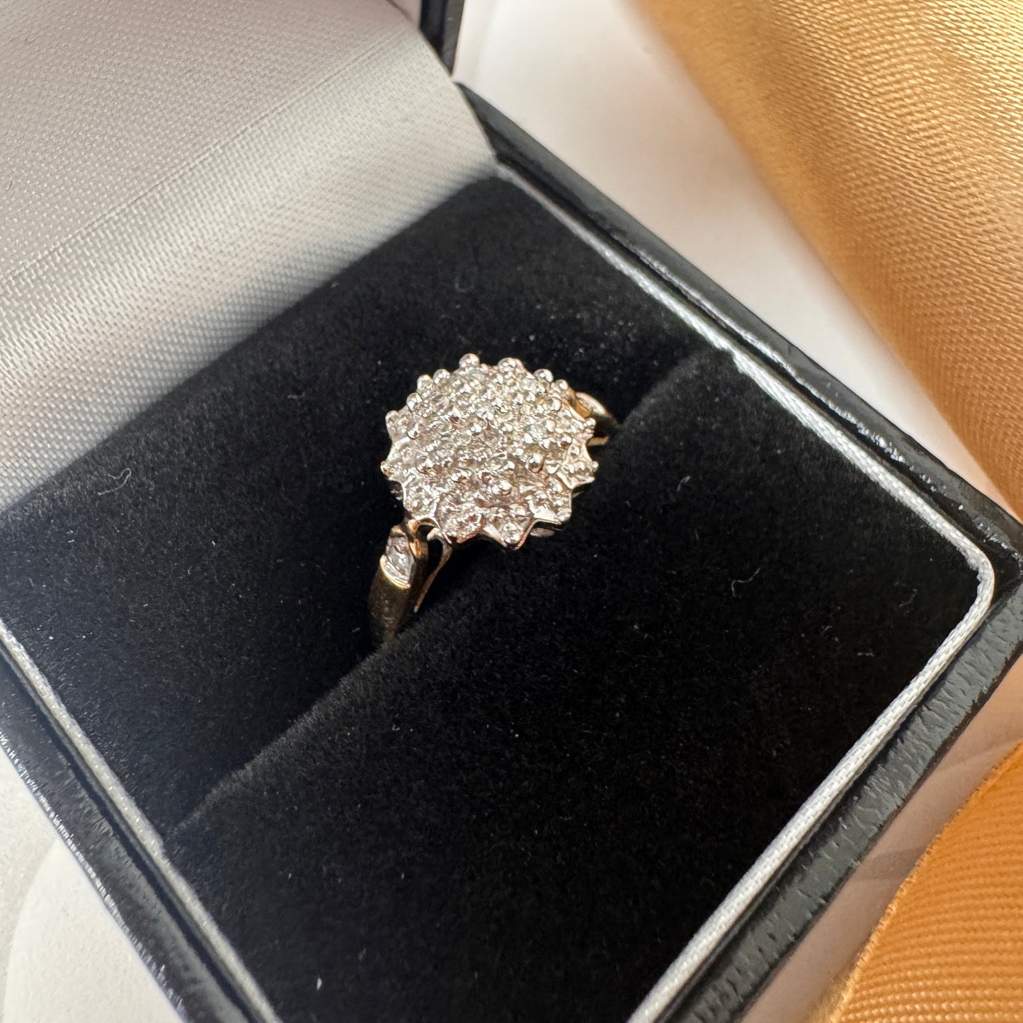 9ct Two Tone Gold Diamond Cluster Ring