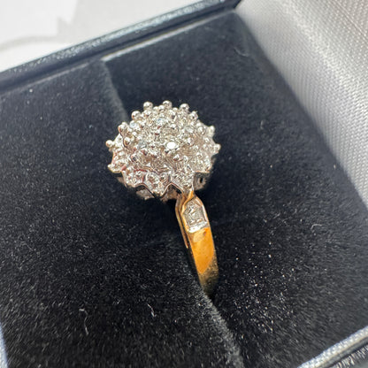 9ct Two Tone Gold Diamond Cluster Ring