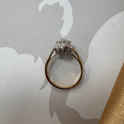9ct Two Tone Gold Diamond Cluster Ring