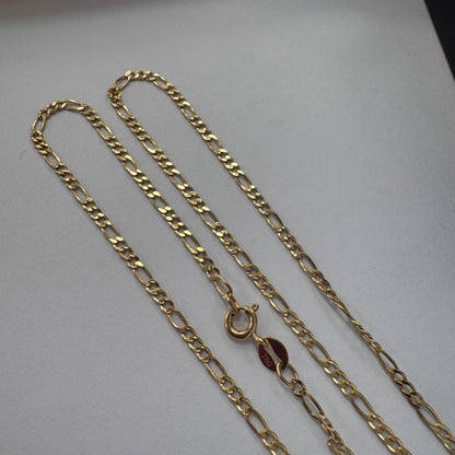 18ct Gold Figaro Chain Necklace 20 Inch