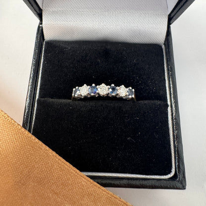 18ct Gold Sapphire & Diamond 7 Stone Ring