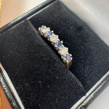 18ct Gold Sapphire & Diamond 7 Stone Ring