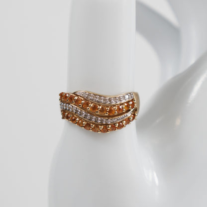 Second-Hand 9ct Yellow Gold Citrine & Diamond Wave Ring