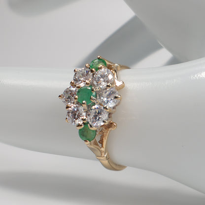 Second-Hand 9ct Yellow Gold Emerald & Diamond Cluster Ring