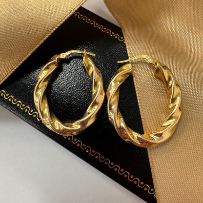 9ct Gold Twisted Hoop Earrings