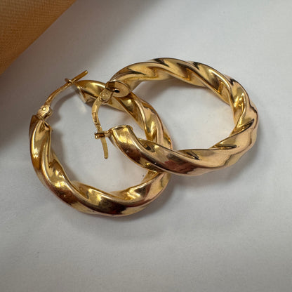 9ct Gold Twisted Hoop Earrings