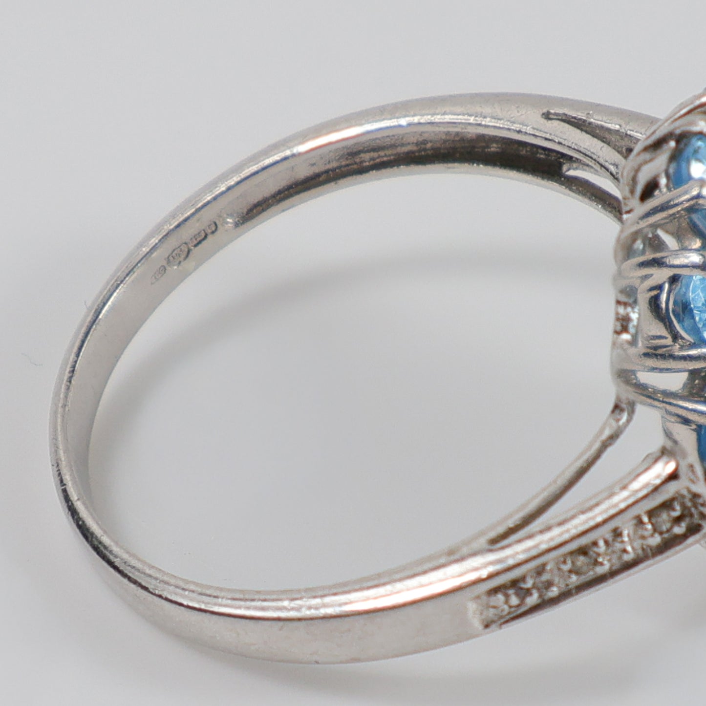 Second-Hand 9ct White Gold Blue Topaz Cluster Ring