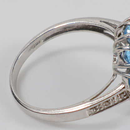 Second-Hand 9ct White Gold Blue Topaz Cluster Ring