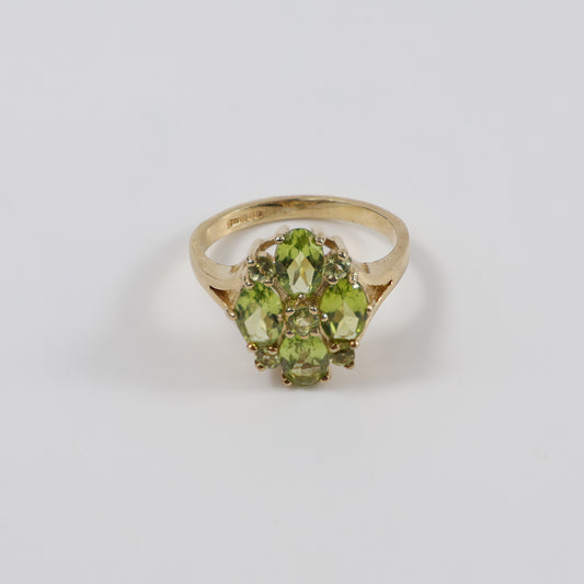 Second-Hand 9ct Yellow Gold Peridot Cluster Ring