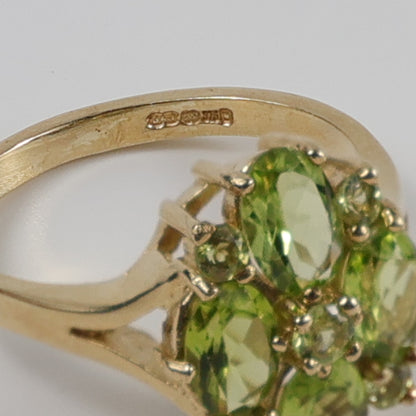 Second-Hand 9ct Yellow Gold Peridot Cluster Ring